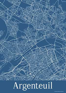 Argenteuil France Blue Map