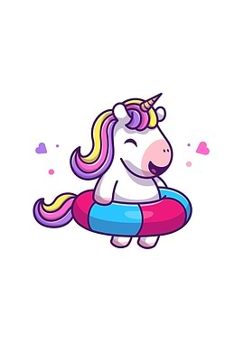 Cute Unicorn Swimming