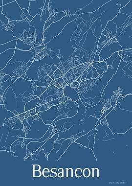 Besancon France Blue Map