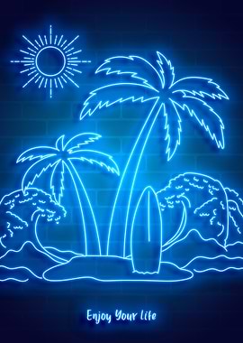 neon beach retro