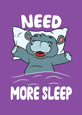 Cute Hippo Need more Sleep