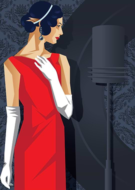Red dress galle art deco