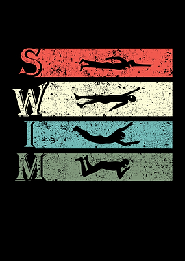Retro Vintage Swimming
