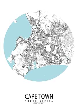 Cape Town City Map Circle