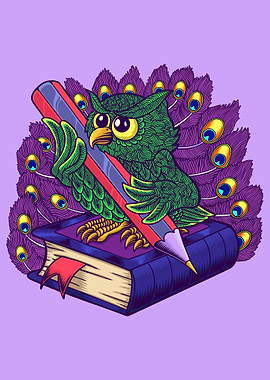 Awesome owl peacock tail