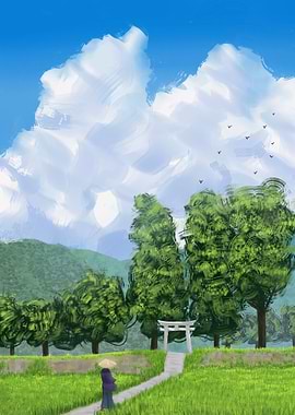 strolling in the fields