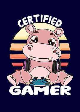 Certified Gamer Cute Hippo