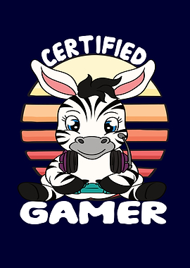 Certified Gamer Cute Zebra