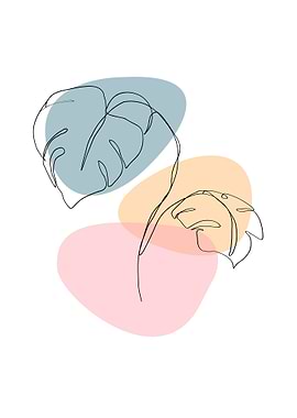 Aesthetic leaf line art