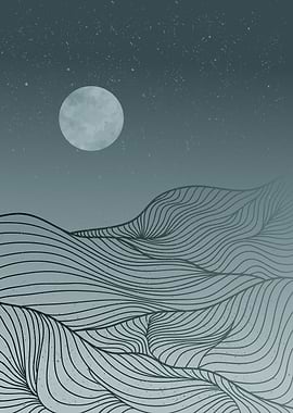 Abstract Mountain line art
