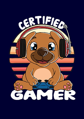 Certified Gamer Cute Dog
