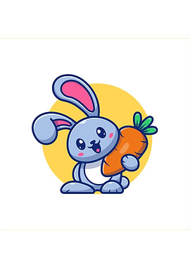 Cute Rabbit With Carrot
