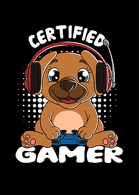 Certified Gamer Cute Dog