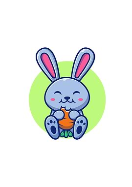 Cute Rabbit Eating Carrot