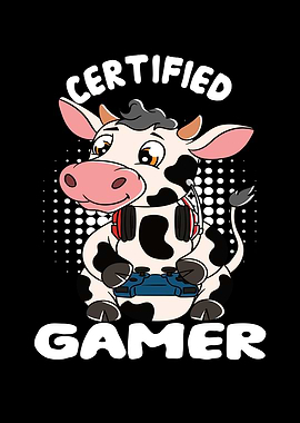 Certified Gamer Cute Cow