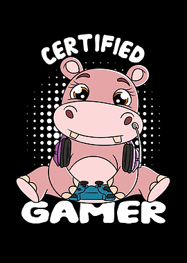 Certified Gamer Cute Hippo