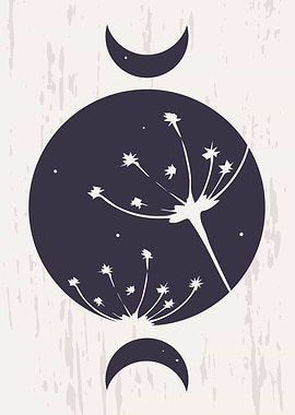 Moon phases with Plant art