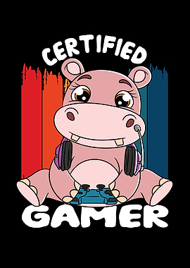 Certified Gamer Cute Hippo