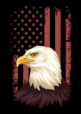 Eagle Flag Red Bald Eagle