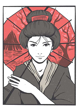 geisha with umbrella