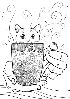 Cat in a cup of tea