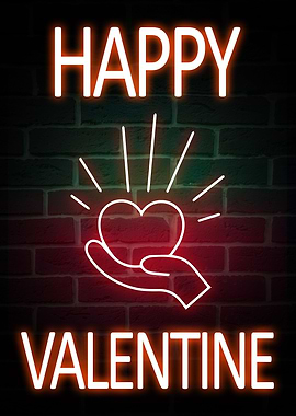 Happy Valentine Neon Quote