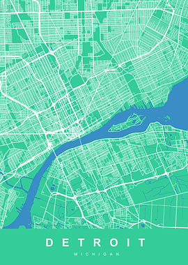 DETROIT Map MICHIGAN