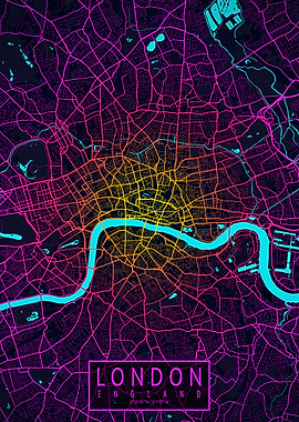 London City Map Neon