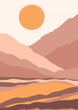 Sun mountain hill poster