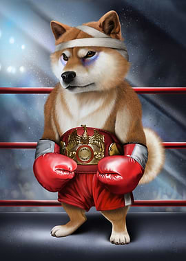 Shiba Dog Boxing Fighter
