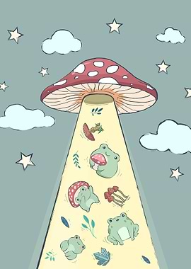 Cottagecore Alien UFO Frog