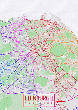 Edinburgh Map Colorful