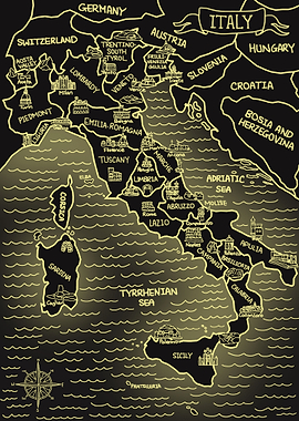 Glowing Map of Italy