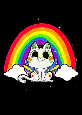 Kidcore Cat Rainbow Cloud