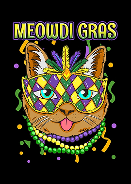 Meowdi Gras Mardi Gras Cat
