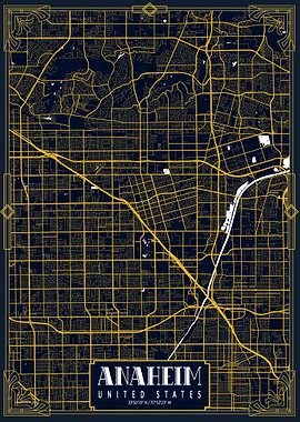 Anaheim City Map Gold