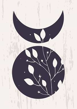 Modern Moon botanical leaf