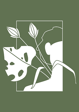 Tropical leaves human face