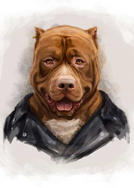 Big Dog in Leather Jacket
