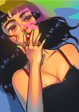 Girl smoking a rainbow