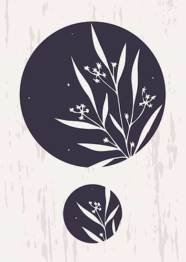 Moon phases botanical art