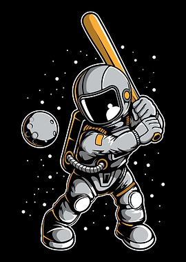 ASTRONAUT PLAYING BASEBALL