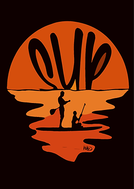 Stand Up Paddle Couple Art