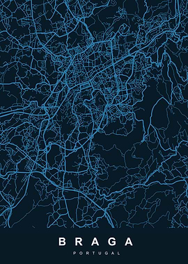 BRAGA Map PORTUGAL