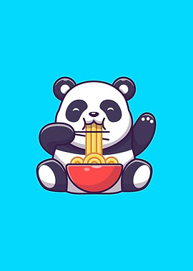 Cute Panda Eating Noodle