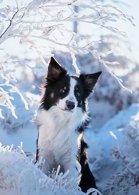 Border collie in winter