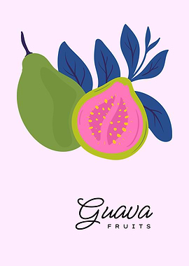 Botanical Guava fruits art
