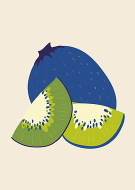 Kiwi green fruit poster