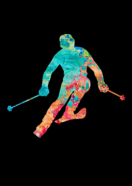 Skifahrer Winter PopArt