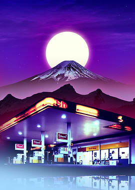 Gas station synthwave